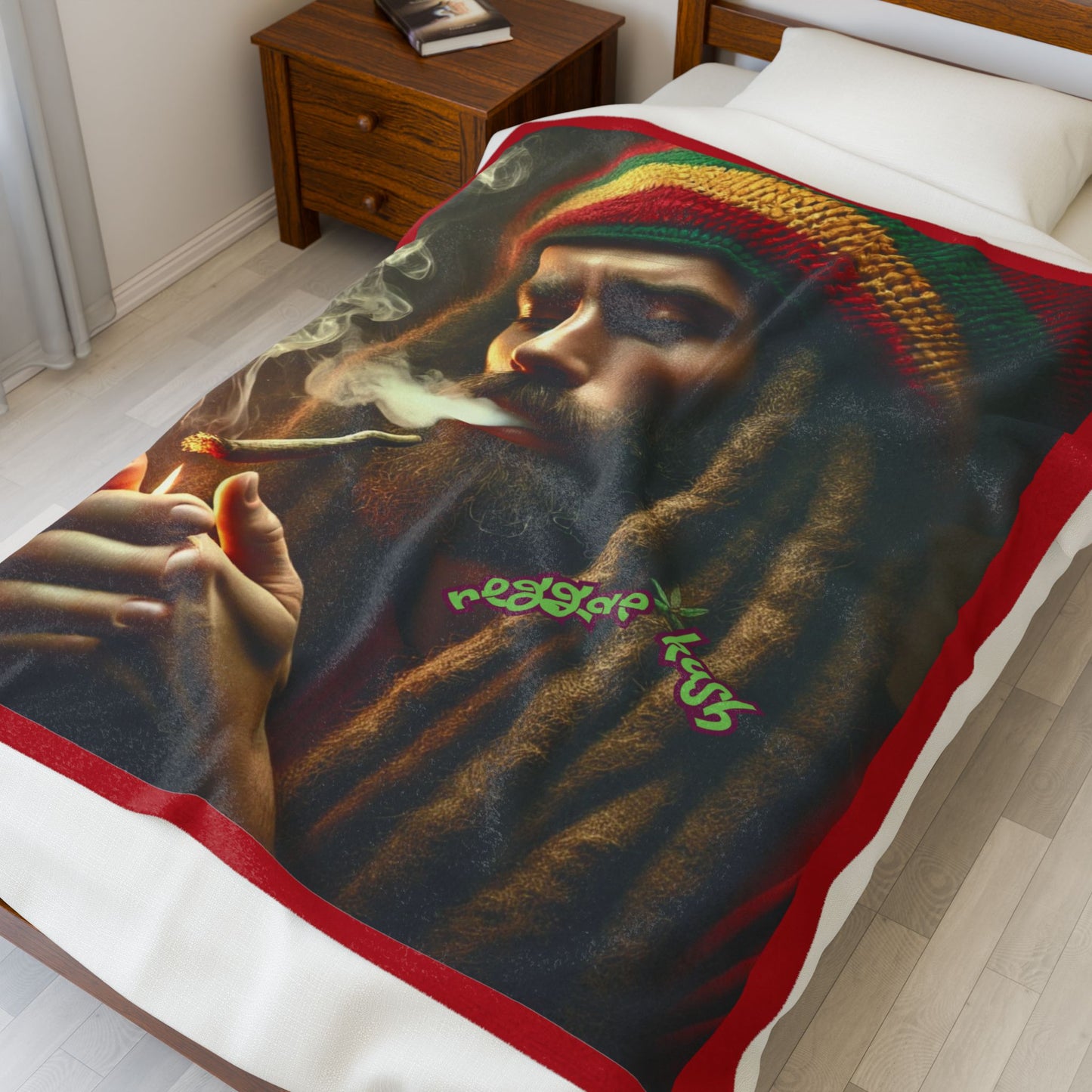 Reggae Vibes Velveteen Plush Blanket - Cozy Home Décor