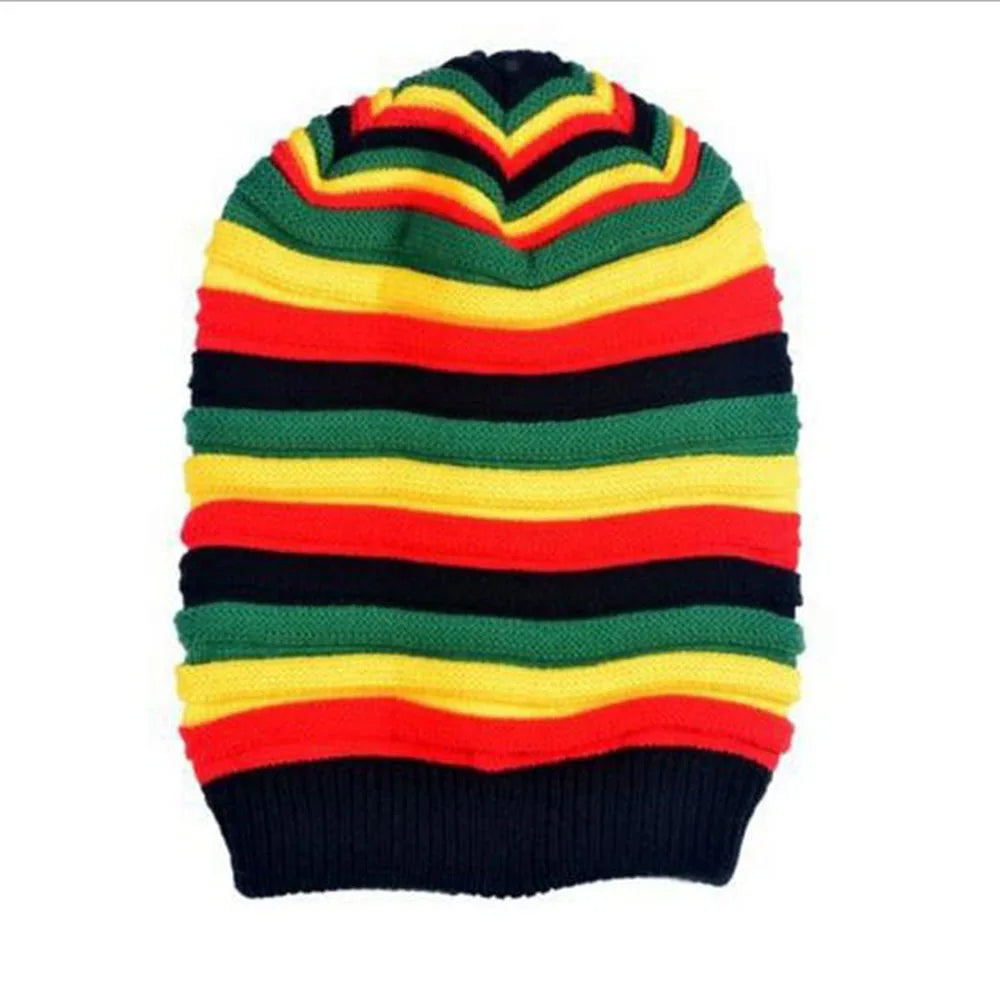 Reggae Winter Warm Hat Jamaica Slouch Beanie Winter Warm Hat Beret Cap Winter Reggae Baggy Sombrero De Rayas De Colores