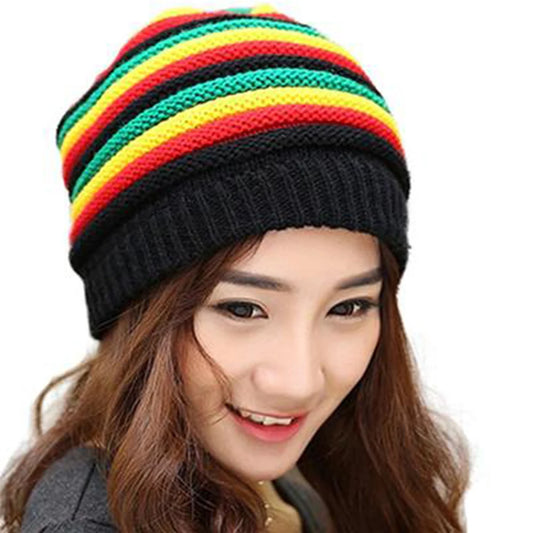 Reggae Winter Warm Hat Jamaica Slouch Beanie Winter Warm Hat Beret Cap Winter Reggae Baggy Sombrero De Rayas De Colores