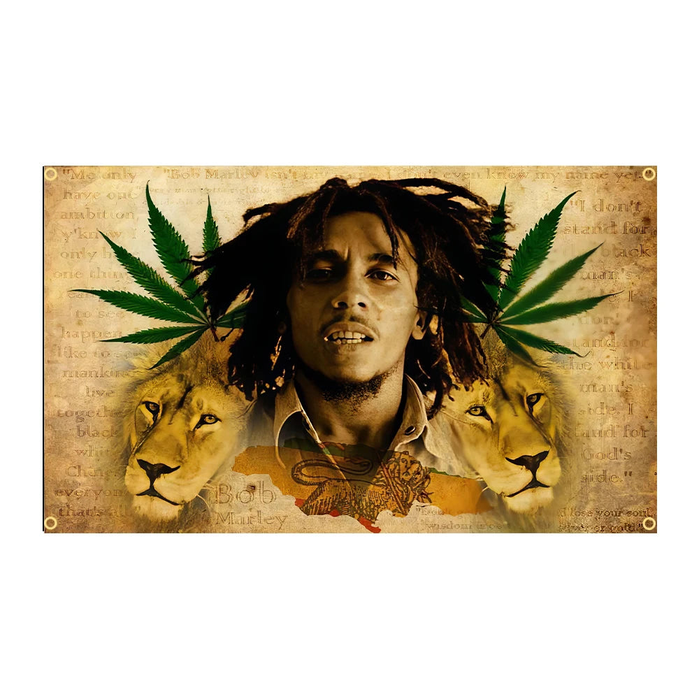 Bob Marley Banner Music Rock Band Reggae Jamaica Home Decoration Hanging flag 4 Gromments in Corners 3x5fts