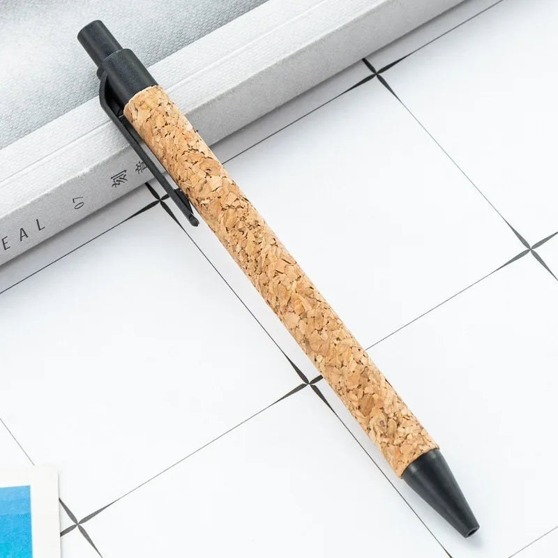 Wood grain 2PC plastic pen wheat straw cork press fashion trend ballpoint pen