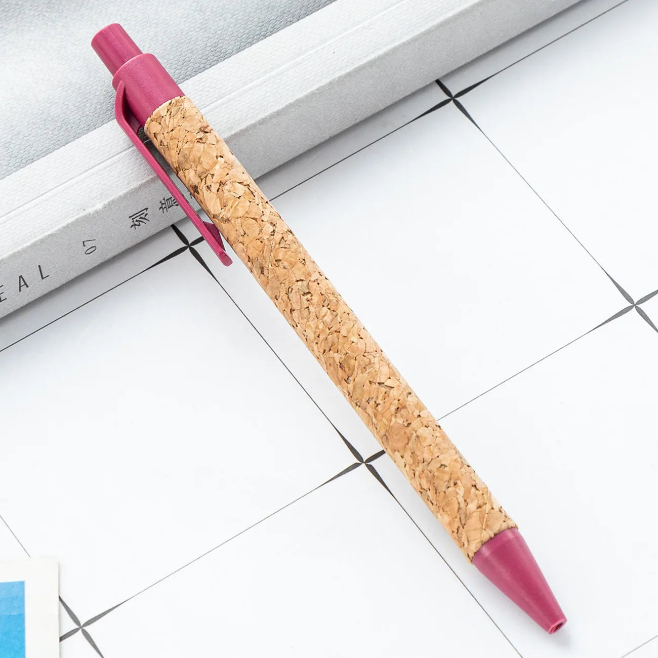 Wood grain 2PC plastic pen wheat straw cork press fashion trend ballpoint pen