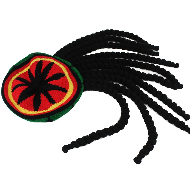 Reggae Fashion Cap Knitted Wig Braid Hat Unisex Jamaican Bob Marley Rasta Beanie Winter Dreadlocks Reggae Czapka Zimowa